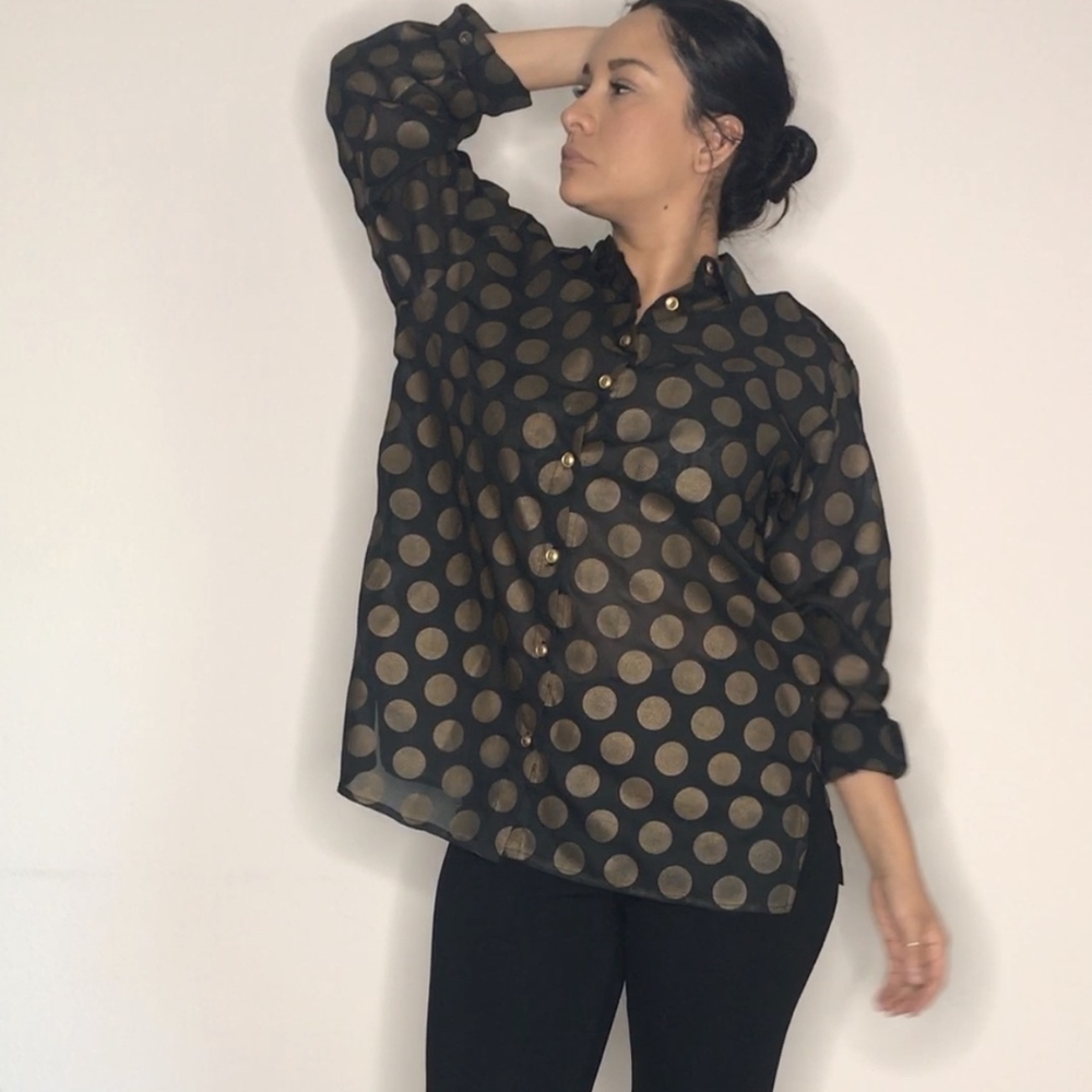 Vintage Polka dot buttoned down oversized blouse